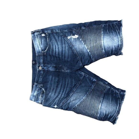 RARE True Religion Jeans Shorts Size 38 GENO MOTO Blue - Picture 4 of 9